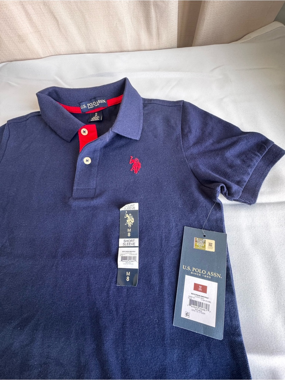 U.S. Polo Assn. Navy Polo with Red Logo and Red Placket Accent